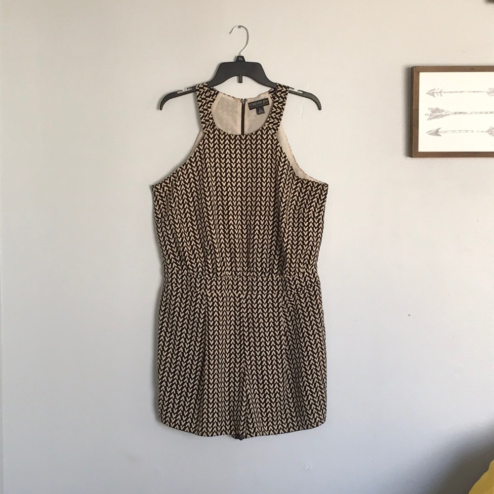 Patterned Forever 21 plus zip up Romper